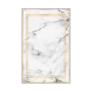 Tapis Ozos 50x80cm Blanc effet marbre et cadres Or