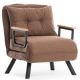 Fauteuil convertible Yolanda Métal Noir et Lin Marron clair