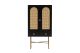 Buffet design avec cannage Kalfi L80xH150cm Bois Noir et Beige avec pieds Or