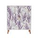 Buffet haut pied Bois clair Styx L95cm Blanc Motif Marguerite
