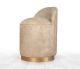 Pouf design Cuvelo D45cm Cuir Beige avec base Or