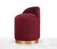 Pouf design Cuvelo D45cm Velours Bordeaux avec base Or