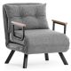 Fauteuil convertible Yolanda Métal Noir et Lin Gris clair