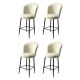Lot de 4 chaises de bar Floranso Velours Crème et Métal Noir