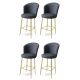 Lot de 4 chaises de bar Valatio Velours Anthracite et Métal Or