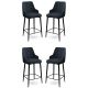 Lot de 4 chaises de bar Nairis Velours Anthracite et Métal Noir