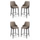 Lot de 4 chaises de bar Nairis Velours Cappuccino et Métal Noir