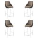 Lot de 4 chaises de bar Nairis Velours Cappuccino et Métal Blanc