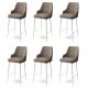 Lot de 6 chaises de bar Nairis Velours Cappuccino et Métal Blanc