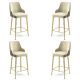 Lot de 4 chaises de bar Nairis Velours Crème et Métal Or