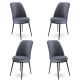 Lot de 4 chaises Olgino Velours Gris foncé et Métal Noir