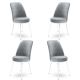 Lot de 4 chaises Olgino Velours Gris et Métal Blanc