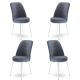Lot de 4 chaises Olgino Velours Gris foncé et Métal Blanc