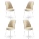 Lot de 4 chaises Olgino Velours Crème et Métal Blanc