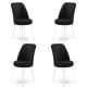 Lot de 4 chaises Olgino Velours Noir et Métal Blanc