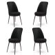 Lot de 4 chaises Olgino Velours Noir et Métal Marron