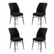 Lot de 4 chaises Miur Velours Noir et Métal Marron
