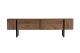 Meuble tv moderne 2 portes basculantes Domenica L180cm Bois foncé et Noir