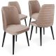 Lot de 4 chaises Vatri Velours Beige et Métal Noir