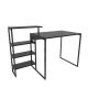 Bureau avec étagère intégré Noal L133cm Métal Noir et Bois Effet marbre Noir
