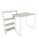 Bureau avec étagère intégré Noal L133cm Métal Blanc et Bois Effet marbre Blanc