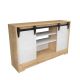 Meuble TV design 2 portes coulissantes Nilson L140cm Bois clair et Blanc