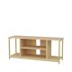Meuble TV Awzil L120cm Métal Or et Bois Chêne clair
