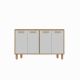 Buffet design 4 portes battantes Henri L120cm Blanc et Chêne clair