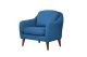 Fauteuil Ashild Pin massif Marron et Tissu Bleu foncé