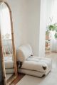 Pouf convertible 1 place Ordila Tissu bouclette Blanc crème