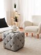 Pouf capitonné cubique Cerni 48x48cm Velours Gris