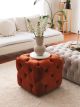Pouf capitonné cubique Cerni 48x48cm Velours Cannelle