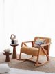 Fauteuil à bascule rembourré Auro Velours côtelé Jaune et Bois naturel