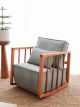 Fauteuil à bascule rembourré Abdon Velours côtelé Bleu clair et Bois foncé