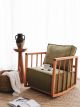 Fauteuil à bascule rembourré Abdon Velours côtelé Vert olive et Bois foncé