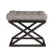 Tabouret assise capitonné Ulad Métal Noir et Velours Gris clair