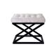 Tabouret assise capitonné Ulad Métal Noir et Velours Blanc