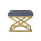 Tabouret assise capitonné Ulad Métal Or et Velours Bleu foncé