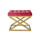 Tabouret assise capitonné Ulad Métal Or et Velours Rouge