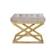 Tabouret assise capitonné Ulad Métal Or et Velours Blanc crème
