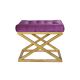 Tabouret assise capitonné Ulad Métal Or et Velours Violet