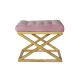 Tabouret assise capitonné Ulad Métal Or et Velours Rose