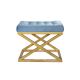 Tabouret assise capitonné Ulad Métal Or et Velours Turquoise