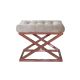 Tabouret assise capitonné Ulad Métal Cuivre et Velours Blanc crème