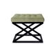 Tabouret assise capitonné Ulad Métal Noir et Velours Vert clair