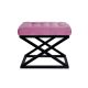 Tabouret assise capitonné Ulad Métal Noir et Velours Fuchsia