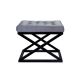 Tabouret assise capitonné Ulad Métal Noir et Velours Gris