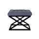 Tabouret assise capitonné Ulad Métal Noir et Tissu Bleu gris