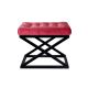 Tabouret assise capitonné Ulad Métal Noir et Velours Rouge