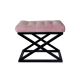 Tabouret assise capitonné Ulad Métal Noir et Velours Rose